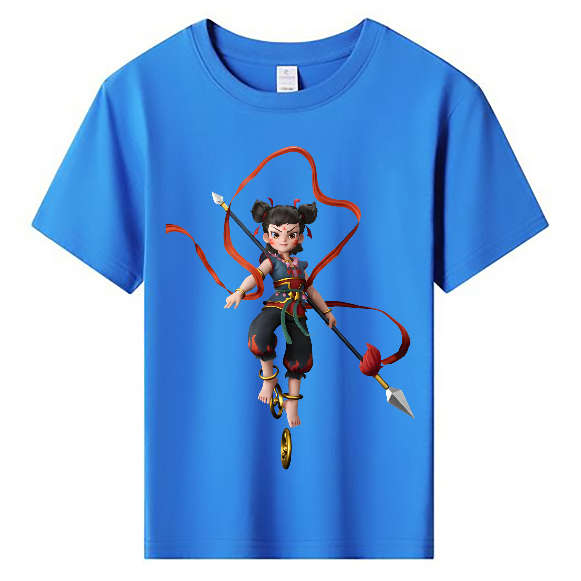 （画像用） Ne Zha 2 ナタ 魔童の大暴れ 綿100％キッズTシャツ（フロントプリント）